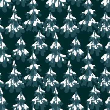A seamless vector pattern of snow-covered spruce branches, ideal for festive Stock Illustration
