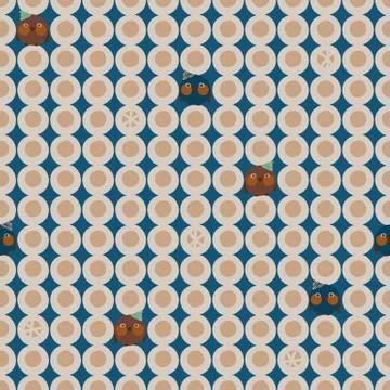 Seamless vector pattern with snowballs and little birds Stock-Illustration