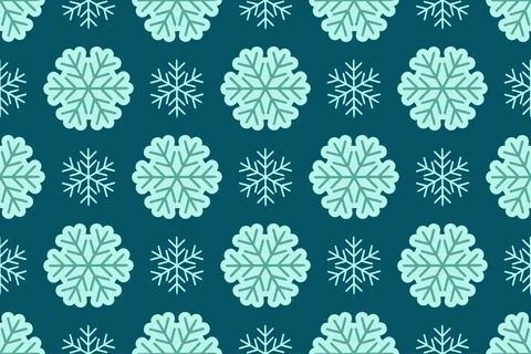 Seamless vector pattern with snowflakes flat style. Stock Illustration