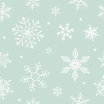 Seamless vector pattern with snowflakes. Mint drawn illustration background.  Stock Illustration