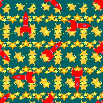 Seamless vector pattern with space elements Stock Illustration