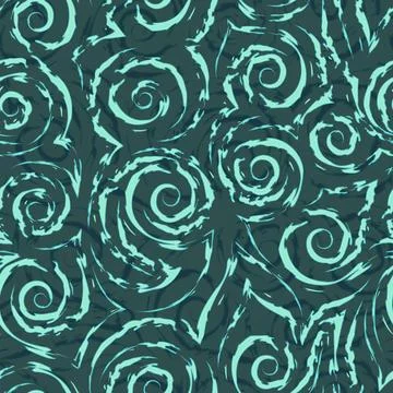 Seamless vector pattern of spirals, ragged lines and corners in Tidewater Gre Stock Illustration