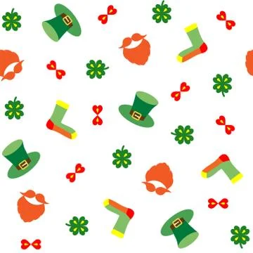 Seamless vector pattern for St. Patrick's Day with a textured print. Hat, bea Stock Illustration