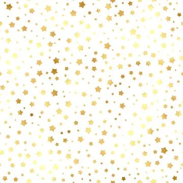 Seamless vector pattern of stars from textured gold foil on a white backgroun Stock Illustration