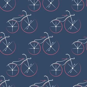 Seamless vector pattern. Steampunk vintage bicycle. New minimalism. 스톡 일러스트