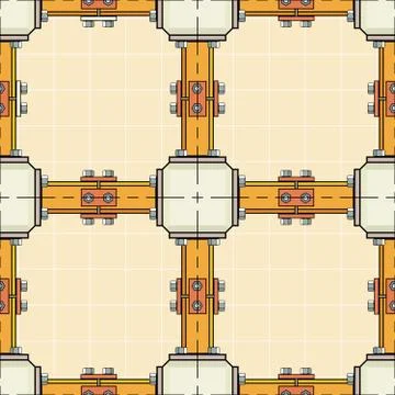 Seamless vector pattern with steel beams braced for concrete columns Stock Illustration