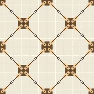 Seamless vector pattern with steel bracing rod with and bolts symmetrical Stock Illustration