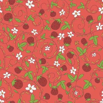 Seamless vector pattern with strawberry, berry 스톡 일러스트