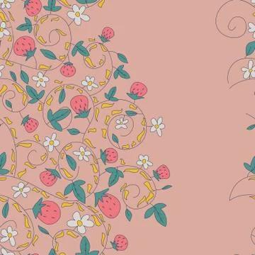 Seamless vector pattern with strawberry, berry Stock Illustration