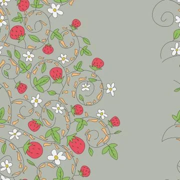 Seamless vector pattern with strawberry, berry Stock Illustration