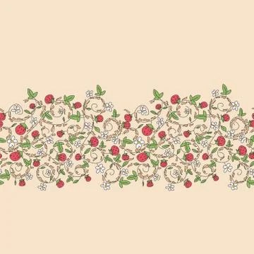 Seamless vector pattern with strawberry, berry Illustrazione stock