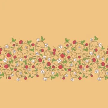 Seamless vector pattern with strawberry, berry Stock Illustration