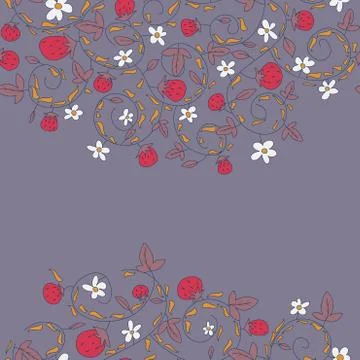 Seamless vector pattern with strawberry, berry 스톡 일러스트