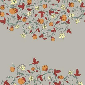 Seamless vector pattern with strawberry, berry Stock Illustration