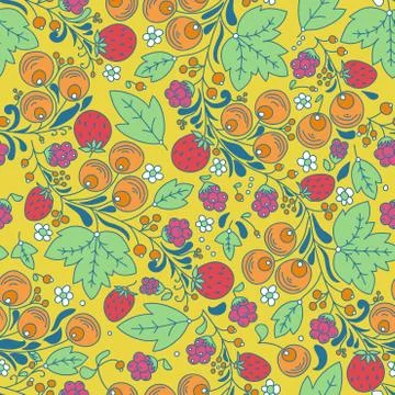 Seamless vector pattern with strawberry, berry Stock Illustration