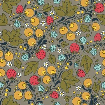 Seamless vector pattern with strawberry, berry Stock Illustration