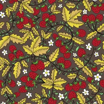 Seamless vector pattern with strawberry, berry Stock Illustration