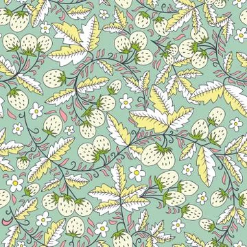 Seamless vector pattern with strawberry, berry Stock Illustration