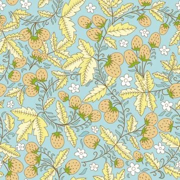 Seamless vector pattern with strawberry, berry Stock Illustration