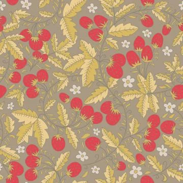 Seamless vector pattern with strawberry, berry Stock Illustration