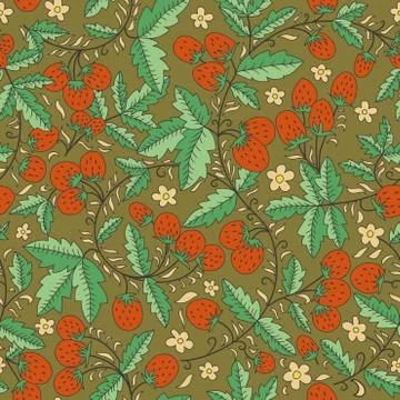 Seamless vector pattern with strawberry, berry Illustrazione stock