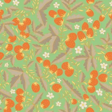 Seamless vector pattern with strawberry, berry Stock Illustration