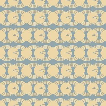 Seamless vector pattern of striped beige arc shapes and circles. Stock Illustration