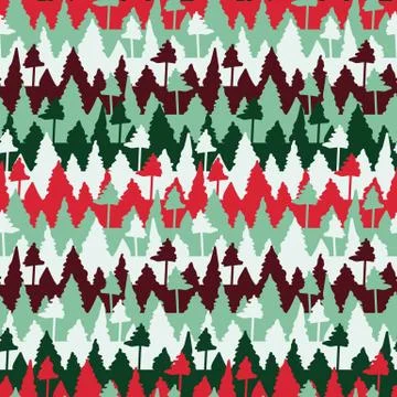 Seamless vector pattern with stripes and trees Stock Illustration