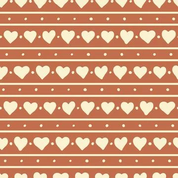 Seamless vector pattern with stripes of hand drawn hearts, great for textile Stock Illustration