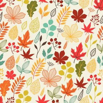Seamless vector pattern with stylized autumn leaves Stock Illustration