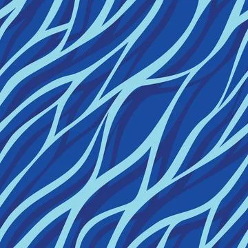 Seamless vector pattern, stylized blue water surface, curvy lines. Textile Illustrazione stock