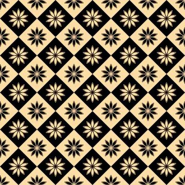 Seamless vector pattern. A stylized chrysanthemum flower is a symbol of the sun. 스톡 일러스트