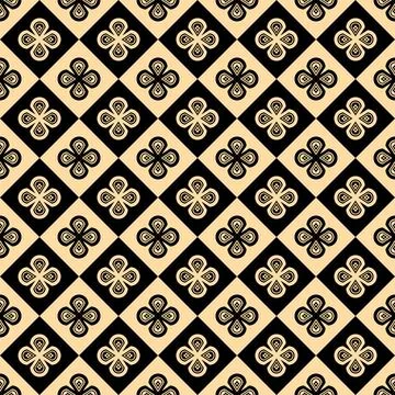 Seamless vector pattern. Stylized exotic flower in a rhombus. Japanese symbol. Stock Illustration