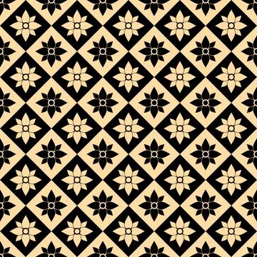 Seamless vector pattern. Stylized flower in a rhombus. Sakura. Stock Illustration