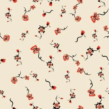 Seamless vector pattern with stylized flowers on a light background Stock Illustration