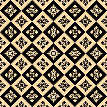 Seamless vector pattern.  Stylized four-petaled exotic flower. Stock Illustration