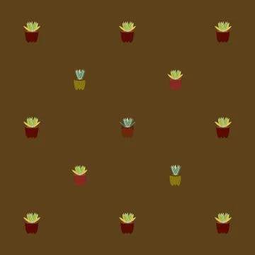 Seamless vector pattern of succulent and cactus. illustration for fabric, tex Stock Illustration