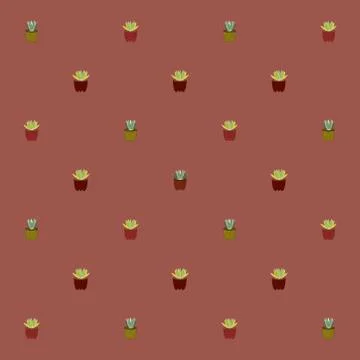 Seamless vector pattern of succulent and cactus. illustration for fabric, tex Stock Illustration