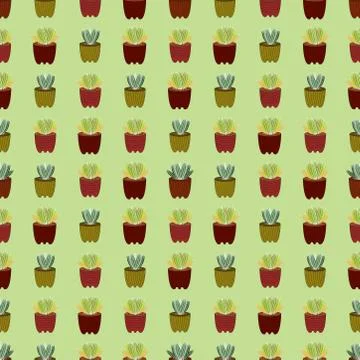 Seamless vector pattern of succulent and cactus. illustration for fabric, tex Stock Illustration