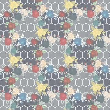 Seamless Vector Pattern of Summery Tropical flowers and leaves ideal for crea Stock-Illustration