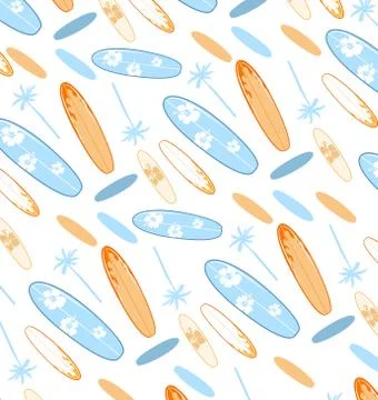 Seamless vector pattern with surfboards Stock Illustration