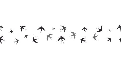 Seamless vector pattern. Swallows of different sizes, located in the middle.  Stock Illustration