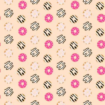 Seamless vector pattern sweet glazed donuts. 스톡 일러스트