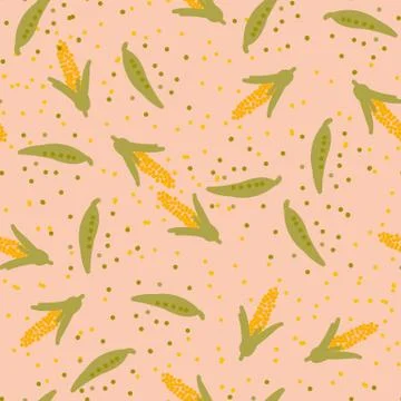 Seamless vector pattern with sweet peas and corn Stock Illustration