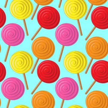 Seamless vector pattern with tasty, sweet Lolipop 스톡 일러스트