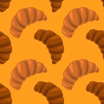 Seamless vector pattern with tasty, sweet croissant Stock Illustration