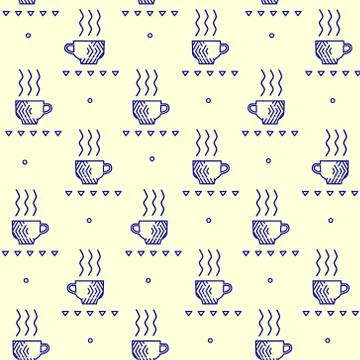 Seamless vector pattern with tea and coffee cups Stockillustratie