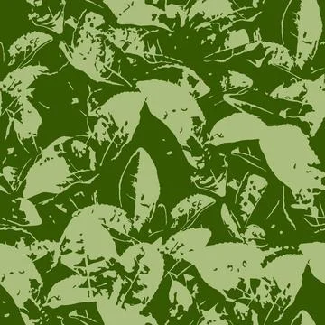 Seamless vector pattern - tea leaves. Abstract green natural background. Illustrazione stock