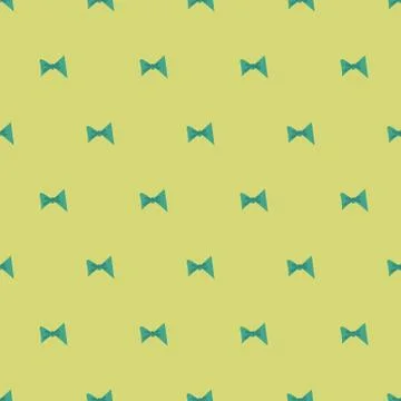 Seamless vector pattern with teal bow ties on a pastel yellow backgrounds Stock Illustration