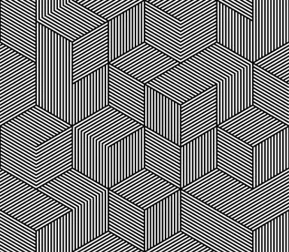 Seamless vector pattern texture with abstract hexagon grid 3d cube structure. 스톡 일러스트